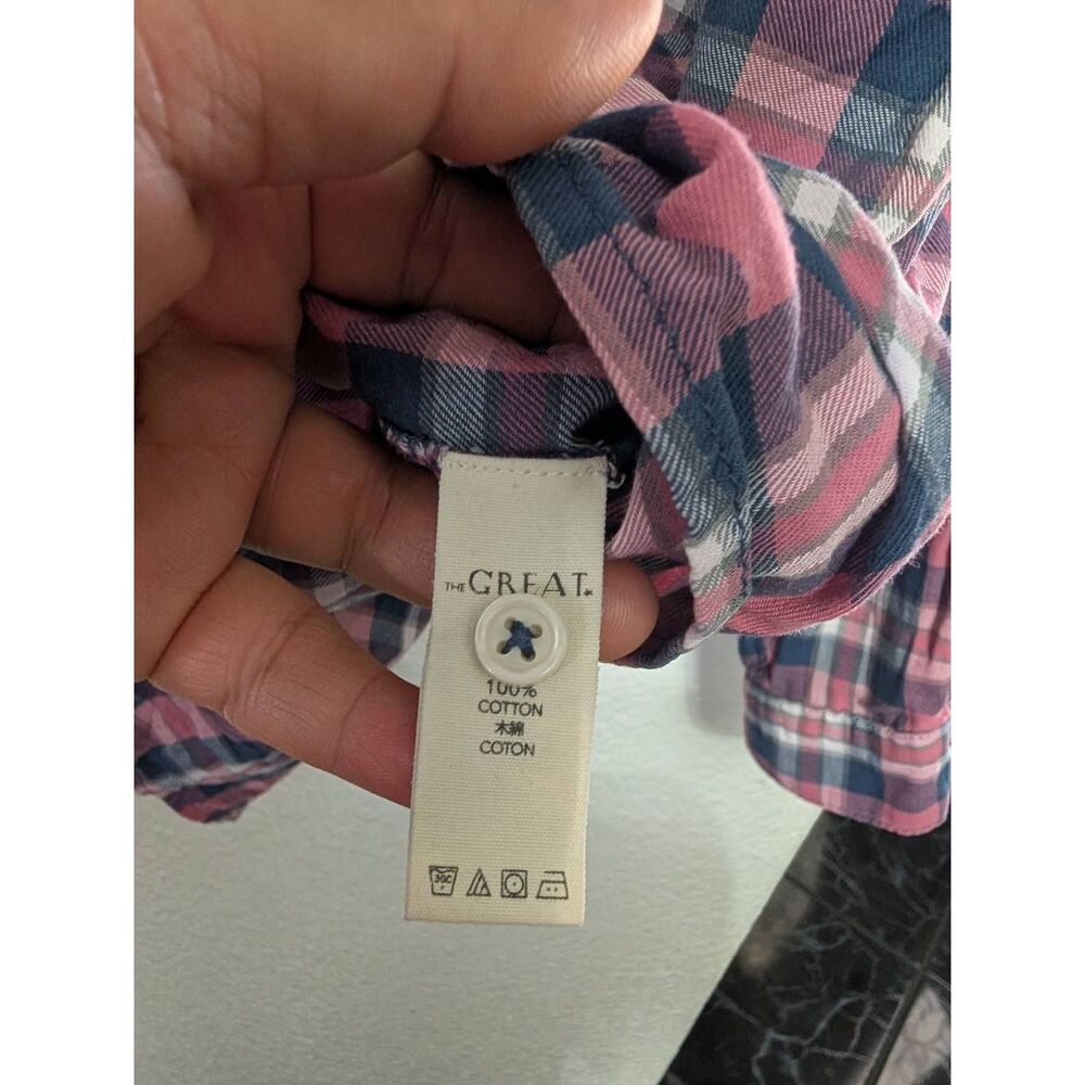 THE GREAT. High low long sleeve button down front shirt size 2 - Picture 6 of 7